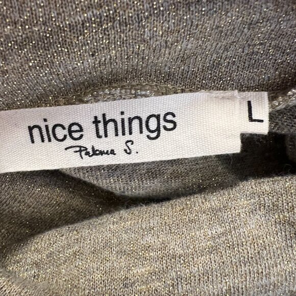Nice Things Slub Mixed Gold & Black Turtleneck Top Size Large - Picture 5 of 6